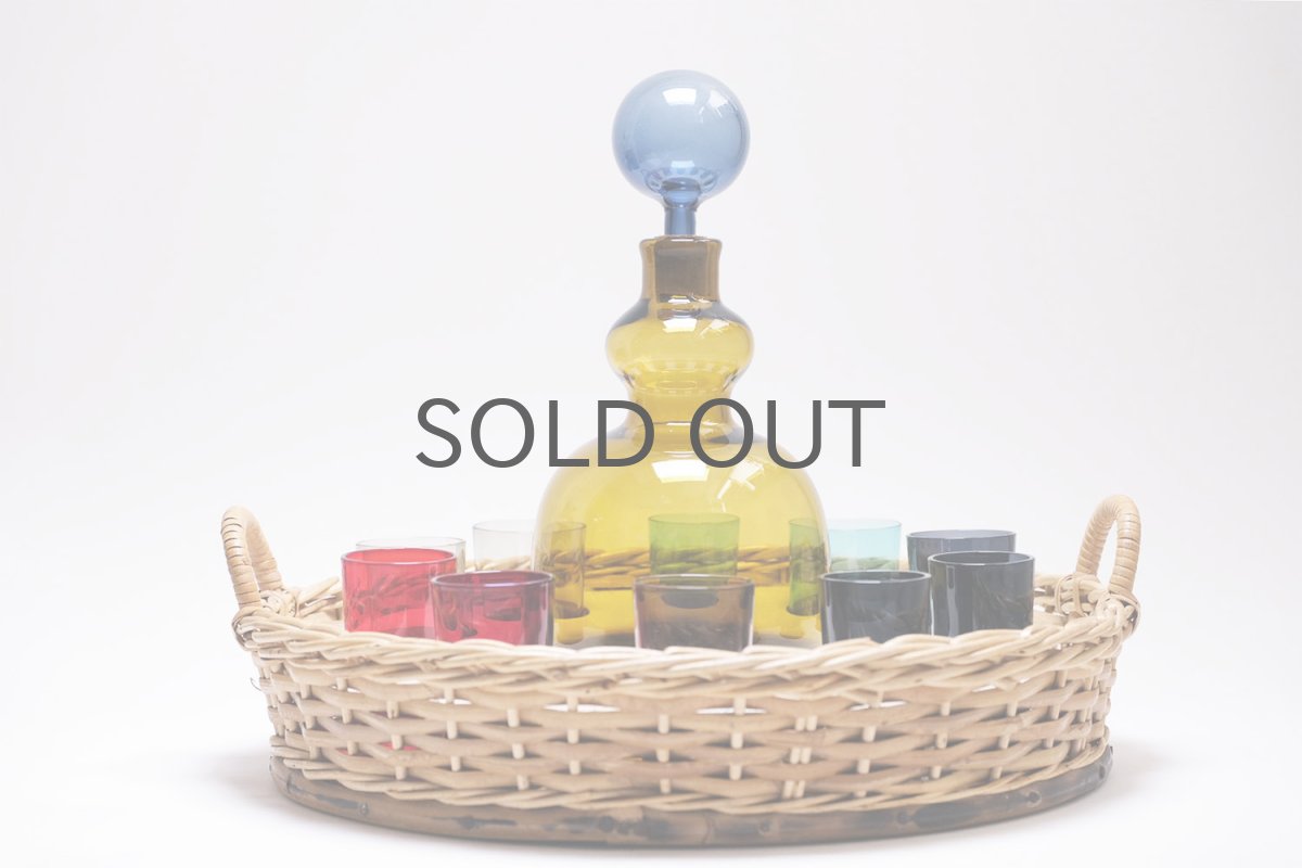 画像8: 北欧ビンテージガラス/Kaj Franck/カイ・フランク/デキャンタKF503＋ショットグラスKF1153セット＋ラタントレイ (8)