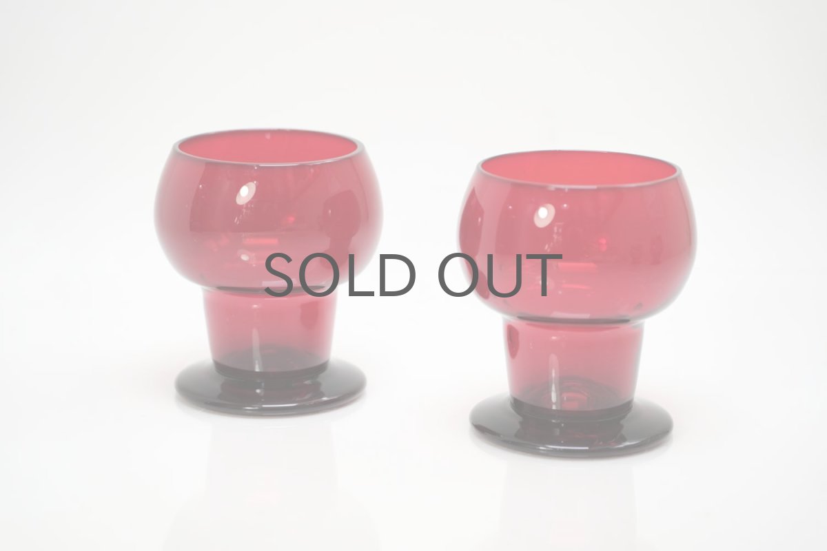 画像2: ビンテージ北欧雑貨/Kaj Franck/カイ・フランク/Wineglass 1111/Nuutajarvi/ヌータヤルヴィ/ワイングラス/レッド (2)