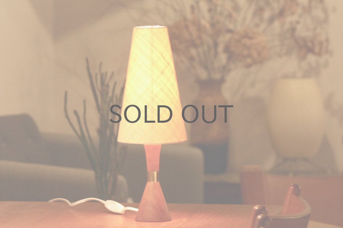 画像6: ヴィンテージ北欧照明/テーブルライト/チーク/オリジナル麻シェード/No.3 (6)