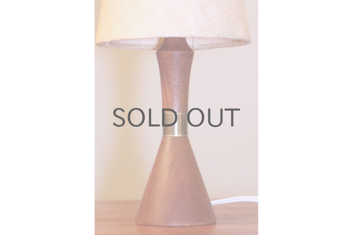 画像2: ヴィンテージ北欧照明/テーブルライト/チーク/オリジナル麻シェード/No.3 (2)