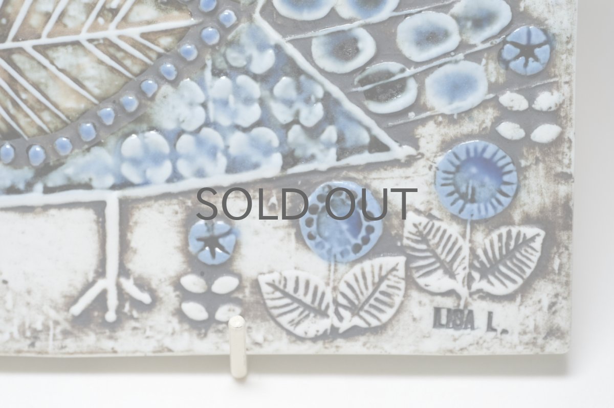 画像4: ビンテージ北欧雑貨/Lisa Larson/リサ・ラーソン/アンティーク/UNIK Fagler/小鳥陶板/ブルー (4)