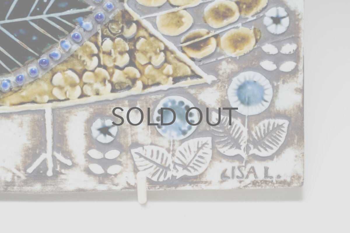 画像4: 北欧雑貨/Lisa Larson /リサ・ラーソン/ アンティーク/UNIK Fagler/小鳥陶板/ダークグリーン&ブラウン (4)