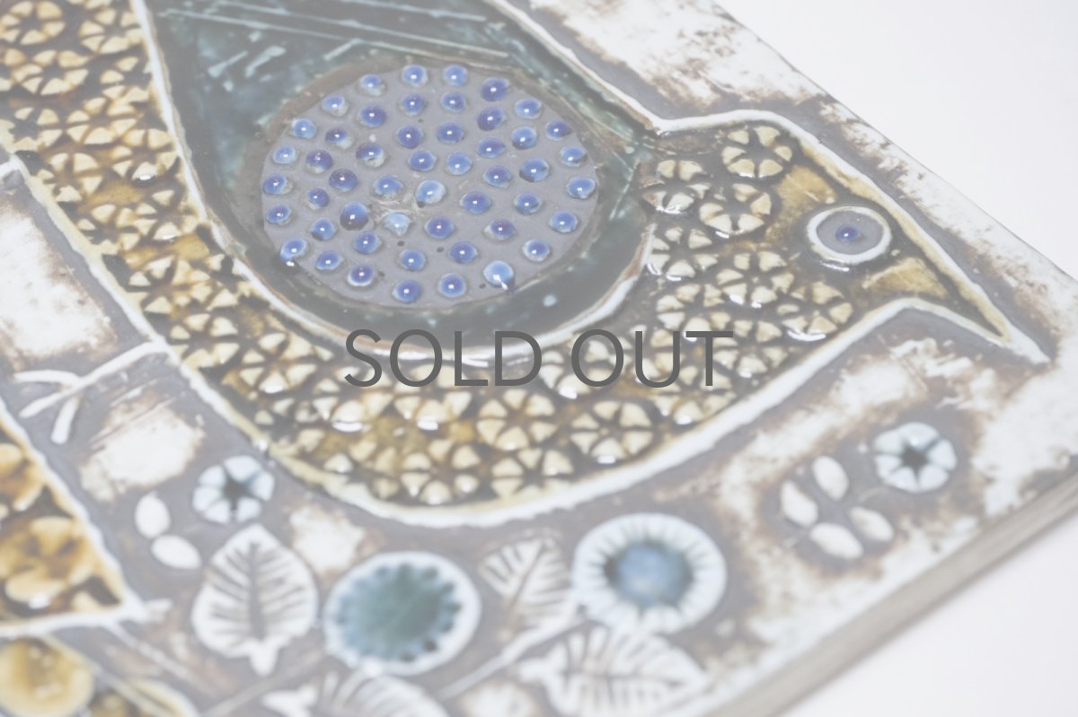 画像6: 北欧雑貨/Lisa Larson /リサ・ラーソン/ アンティーク/UNIK Fagler/小鳥陶板/ダークグリーン&ブラウン (6)