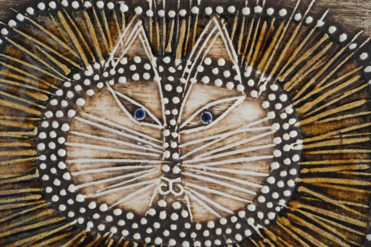 画像2: 北欧ビンテージ雑貨/Lisa Larson/リサ・ラーソン/アンティーク/UNIK/Katt/丸ネコ陶板 (2)