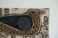 画像2: 北欧雑貨/Lisa Larson /リサ・ラーソン/ アンティーク/UNIK Fagler/小鳥陶板/ダークグリーン＆ブラウン (2)