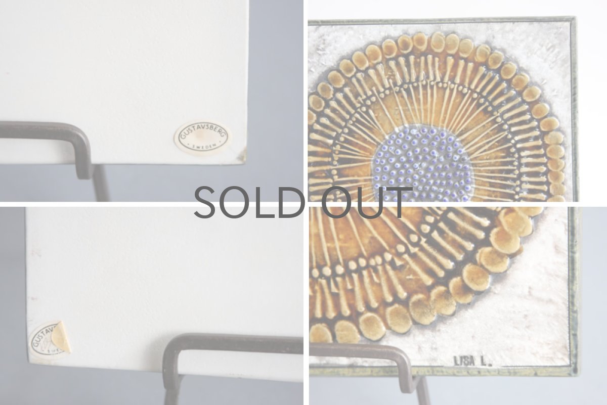 画像4: 北欧雑貨/Lisa Larson リサ・ラーソン アンティーク UNIK Solros ひまわり陶板 No.1 (4)