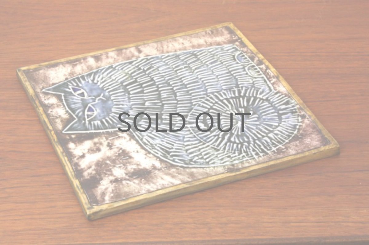 画像3: 北欧雑貨/Lisa Larson リサ・ラーソン アンティーク　UNIK CAT　ネコ陶板 ブルーアイ　 (3)