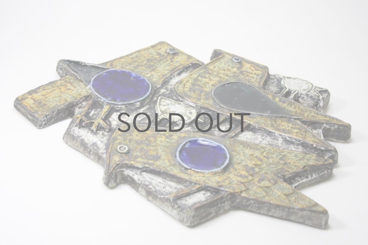 画像4: ビンテージ北欧雑貨/Lisa Larson/リサ・ラーソン/アンティーク/Fagler/小鳥親子陶板/超レア/アトリエ製作 (4)