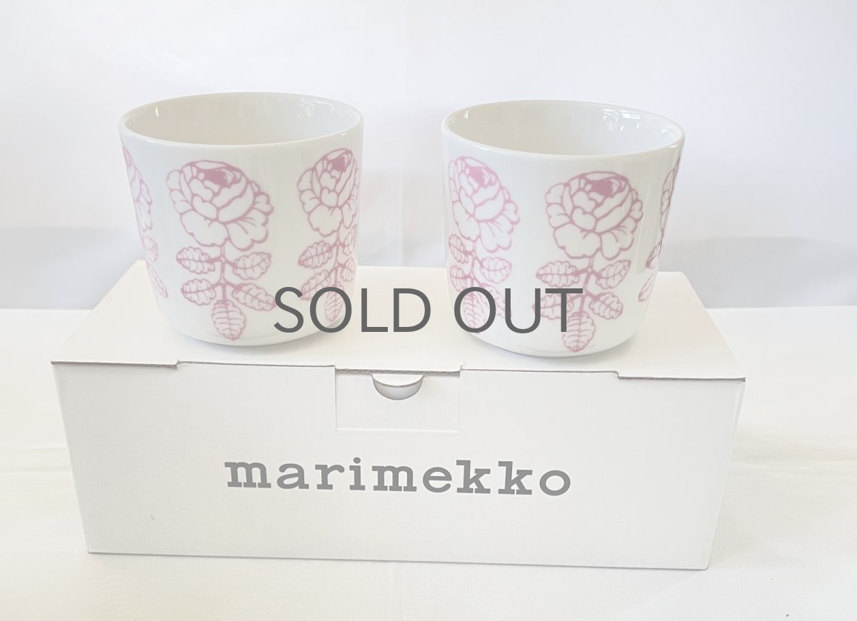 画像1: 北欧ビンテージ/marimekko/マリメッコ/Vihkiruusu/ヴィヒキルース/コーヒーカップセット/ペールピンク/2019年/未使用品 (1)