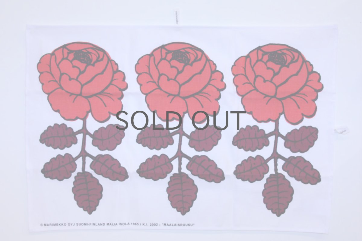 画像2: marimekko/マリメッコ MAALAISRUUSU キッチンタオル ティータオル レッド (2)