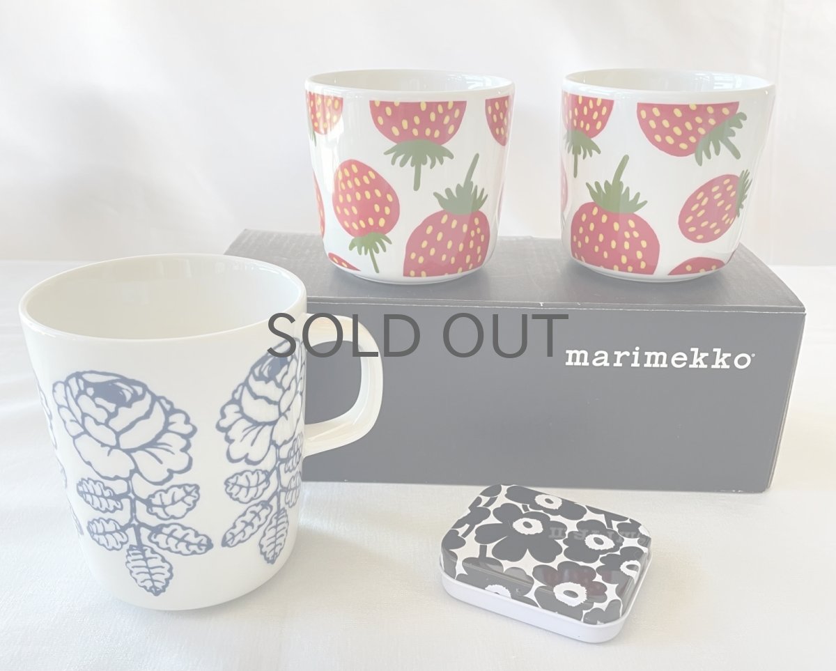 画像1: 北欧ビンテージ/marimekko/マリメッコ/マンシッカ/コーヒーカップセット/ヴィヒキルース/マグ/ピルケース/未使用品 (1)