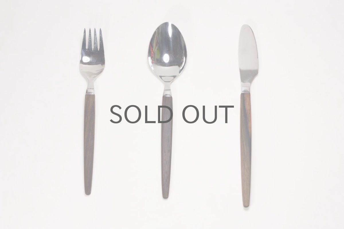 画像2: デンマーク製/RAADVAD/ローズウッド/カトラリーナイフ、フォーク、スプーンセット/ミート用 (2)