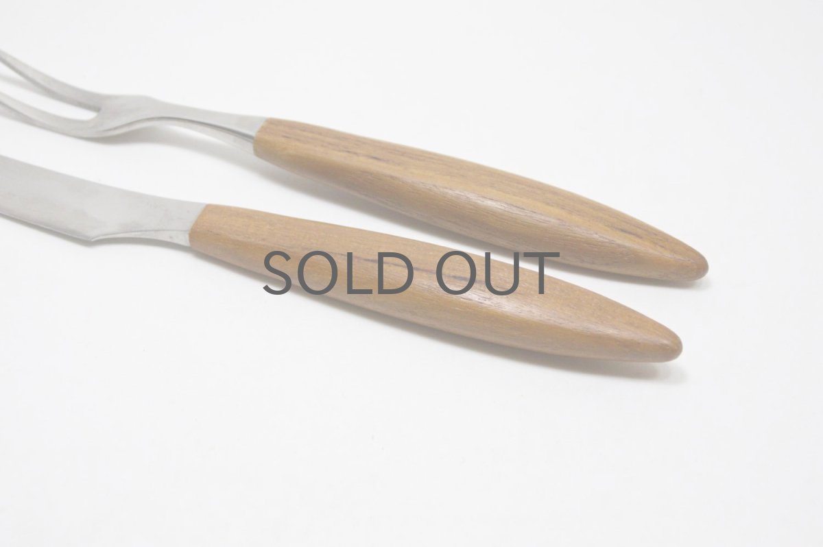 画像3: 北欧ビンテージ雑貨/Karl Holmberg社製/サービング用/カービングナイフ&フォーク/チーク (3)