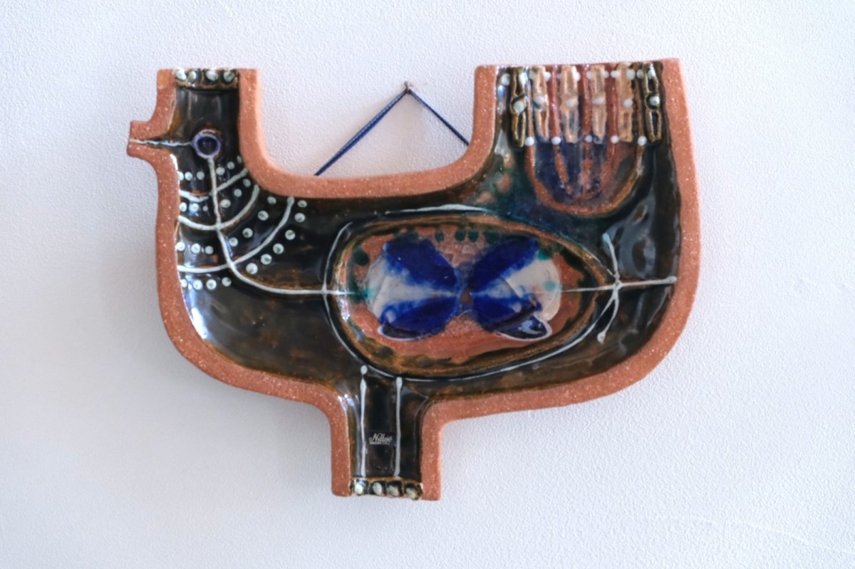 画像1: スウェーデン/Nittsjo/ニトジョ窯/Thomas Hellström/トーマス・ヘルストローム/陶板/壁飾り/バード (1)