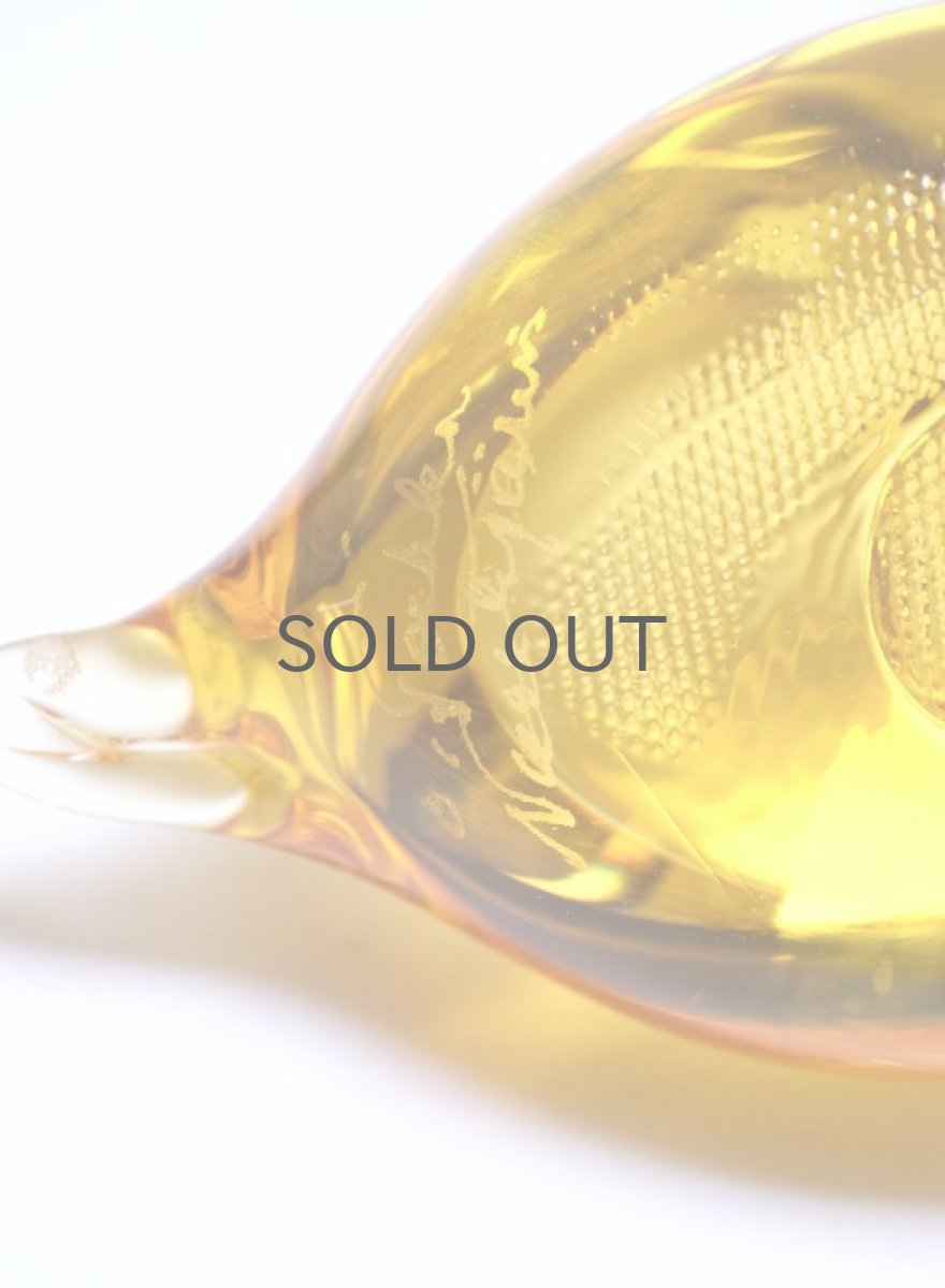 画像7: 北欧アートガラス/ビンテージガラス/Oiva Toikka/オイバ・トイッカ/iittala/イッタラ/Birds/バード/Pulmu/1990/イエロー (7)