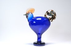画像1: 北欧アートガラス/ビンテージガラス/Oiva Toikka/オイバ・トイッカ/Nuutajarv/ヌータヤルヴィ/Birds/バード/Juhlkukko/Rooster/ユフラクッコ/ルースター/ブルー (1)