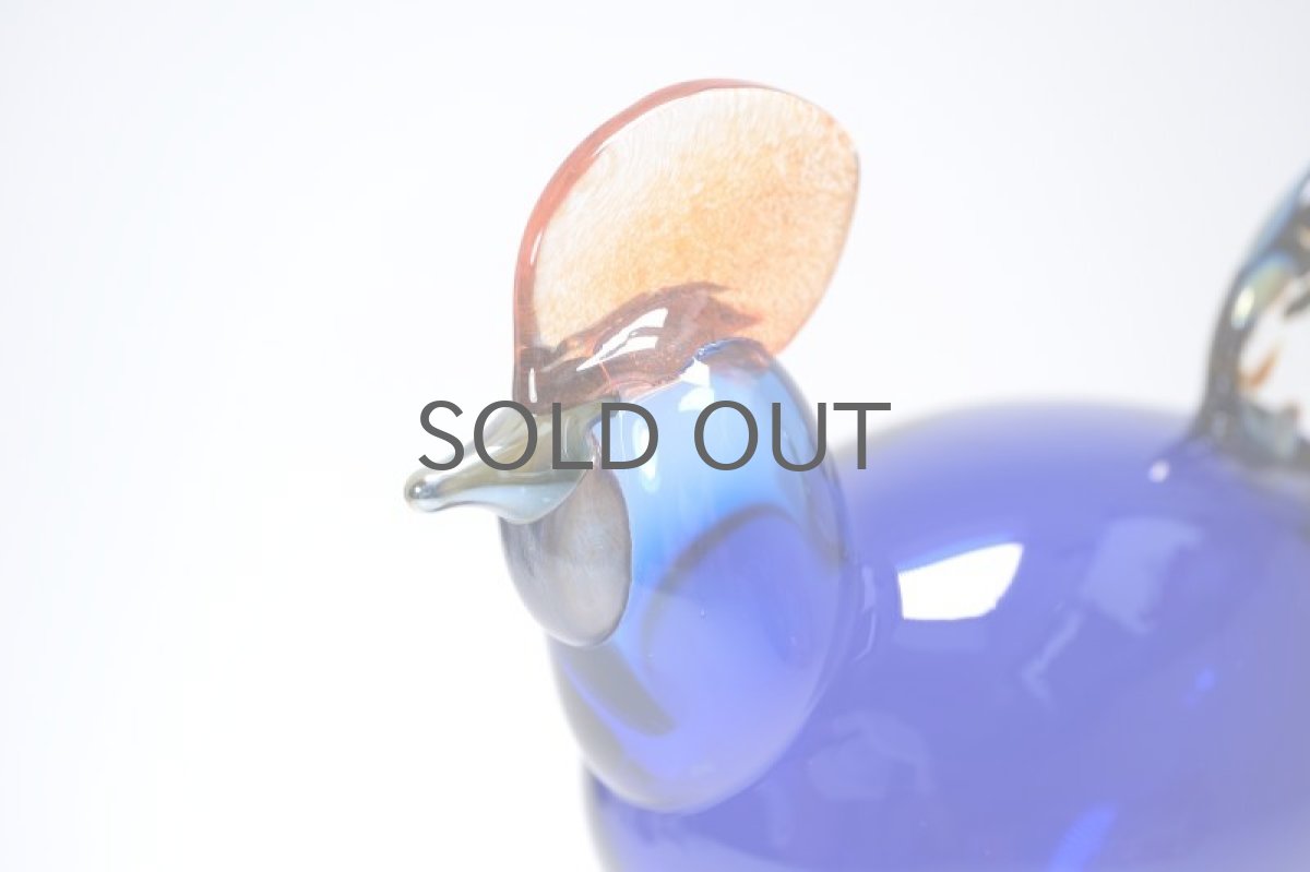 画像2: 北欧アートガラス/ビンテージガラス/Oiva Toikka/オイバ・トイッカ/Nuutajarv/ヌータヤルヴィ/Birds/バード/Juhlkukko/Rooster/ユフラクッコ/ルースター/ブルー (2)