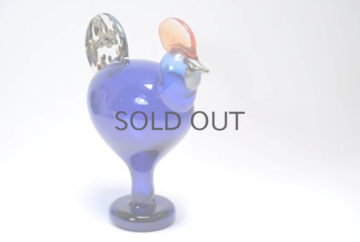 画像5: 北欧アートガラス/ビンテージガラス/Oiva Toikka/オイバ・トイッカ/Nuutajarv/ヌータヤルヴィ/Birds/バード/Juhlkukko/Rooster/ユフラクッコ/ルースター/ブルー (5)