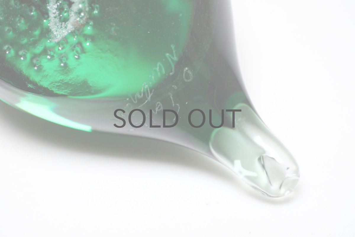 画像7: 北欧アートガラス/ビンテージガラス/Oiva Toikka/オイバ・トイッカ/iittala/イッタラ/Birds/バード/Pulmu/1990/グリーン (7)