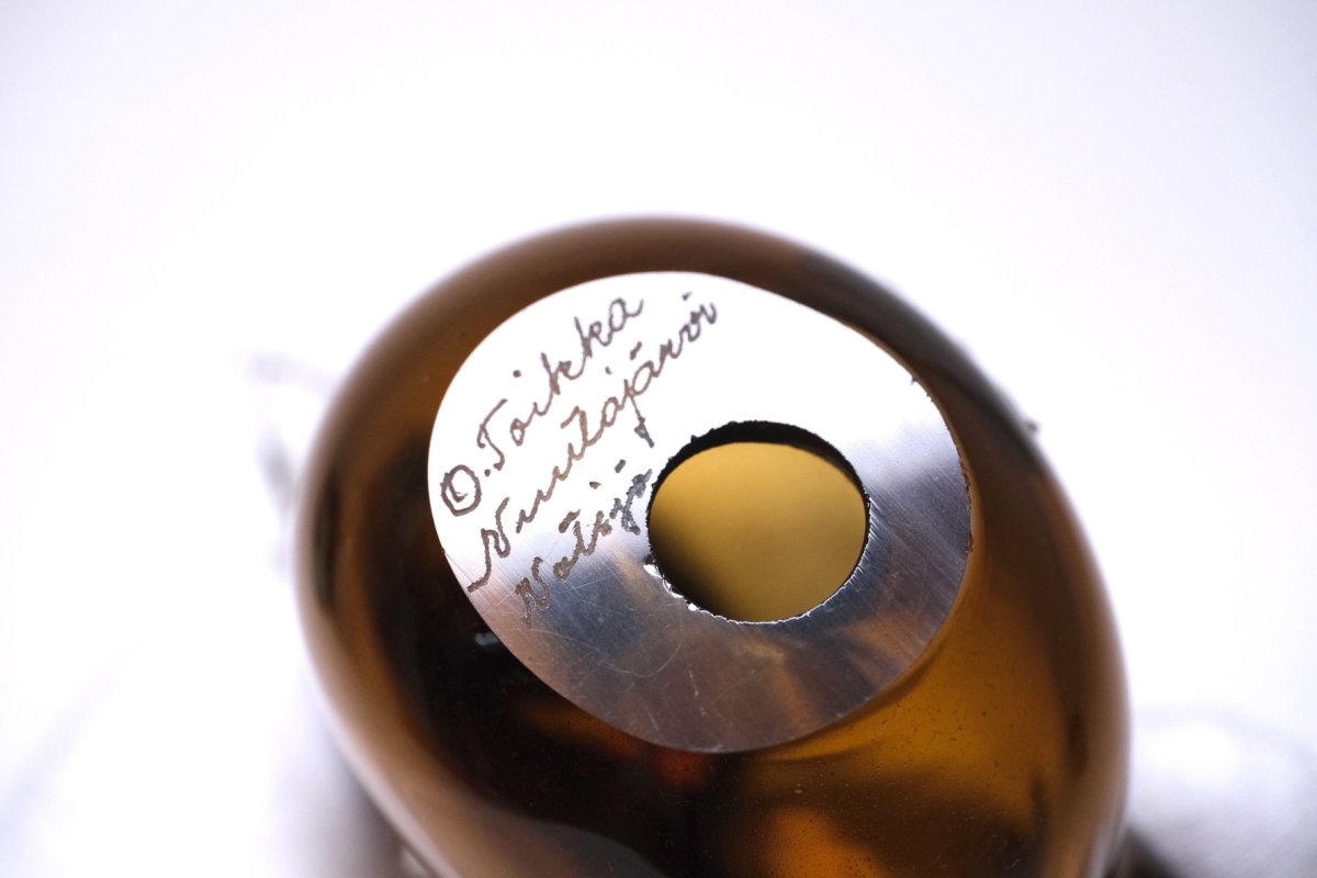 画像5: 北欧アートガラス/ビンテージガラス/Oiva Toikka/オイバ・トイッカ/Nuutajarvi/ヌータヤルヴィ/Sieppo/シエッポ/1972年初期/ライトブラウン✕クリア/No.1 (5)