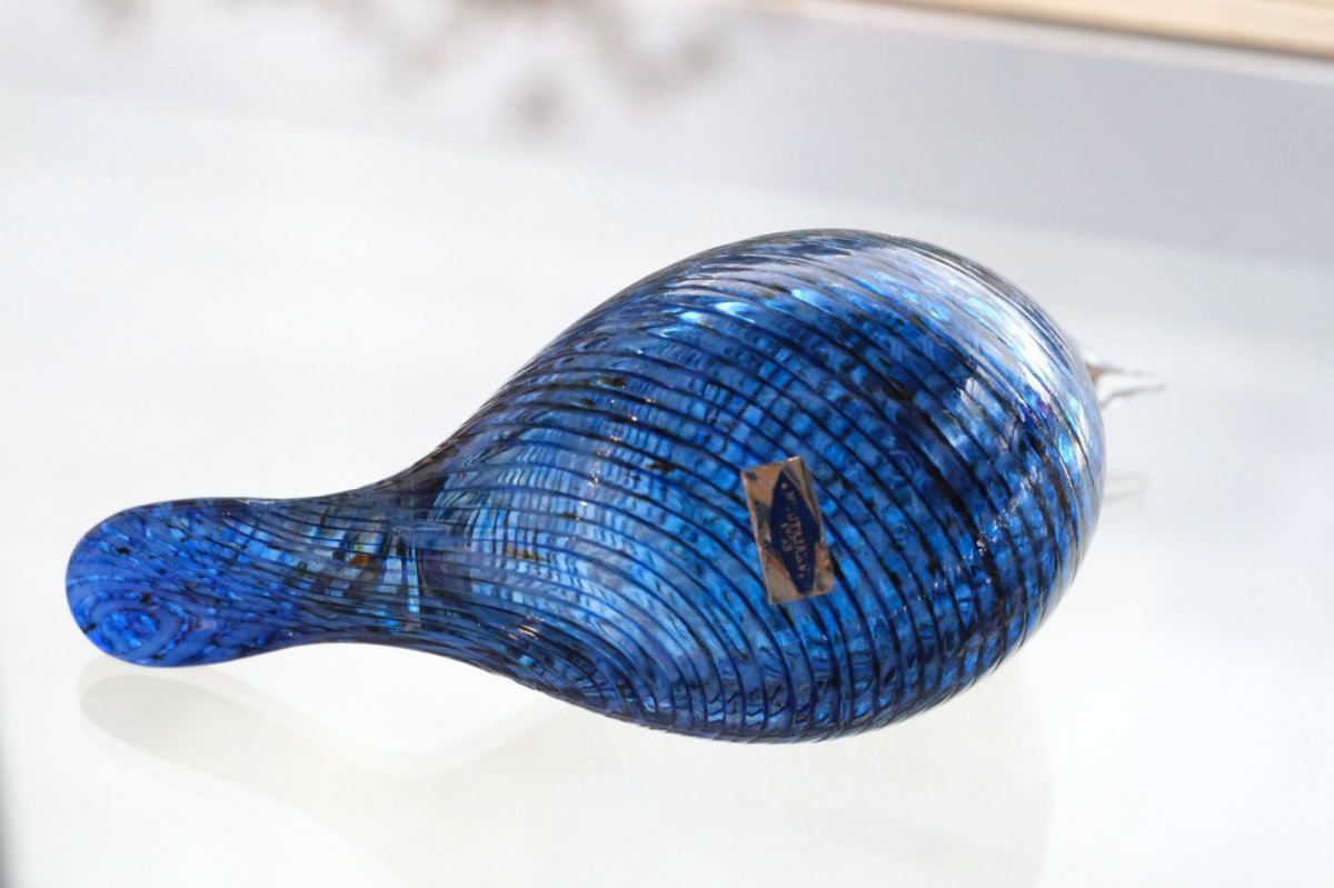 画像10: 北欧アートガラス/ビンテージガラス/Oiva Toikka/オイバ・トイッカ/iittala/イッタラ/Birds/バード/1995年/クリスマス/Blue Cuckoo/レアピース (10)