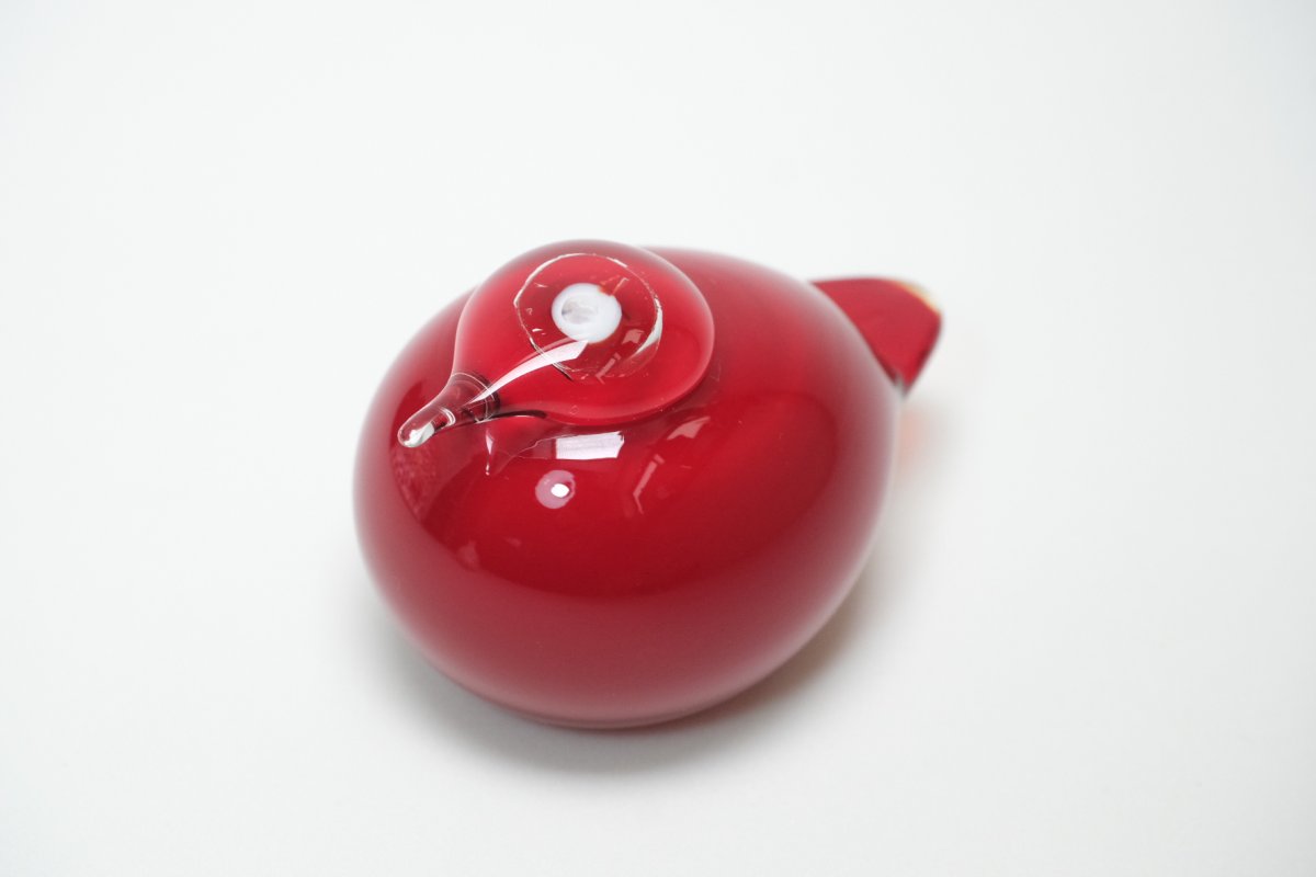 画像5: 北欧アートガラス/ビンテージガラス/Oiva Toikka/オイバ・トイッカ/Nuutajarvi/ヌータヤルヴィ/Birds/バード/kuukunen/Puffball/パフボール/レッド (5)