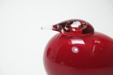 画像2: 北欧アートガラス/ビンテージガラス/Oiva Toikka/オイバ・トイッカ/Nuutajarvi/ヌータヤルヴィ/Birds/バード/kuukunen/Puffball/パフボール/レッド (2)