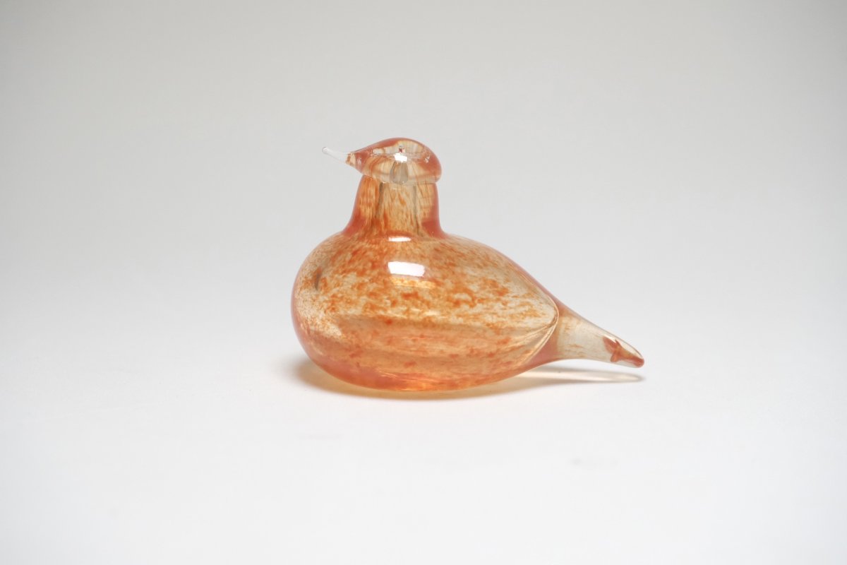 画像1: 北欧アートガラス/iittala/イッタラバード/Oiva Toikka/オイバトイッカ/Hippiainen/ヒッピアイネン/Golden-Crested Kinglet/パウダーオレンジ (1)