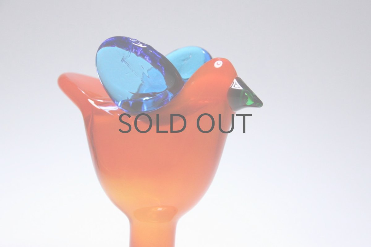 画像3: 北欧アートガラス/ビンテージガラス/Oiva Toikka/オイバ・トイッカ/Nuutajarvi/ヌータヤルヴィ/Sieppo/シエッポスタンド/初期レッド (3)