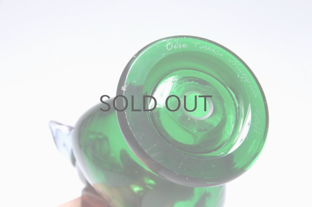 画像6: 北欧アートガラス/ビンテージガラス/Oiva Toikka/オイバ・トイッカ/Nuutajarvi/ヌータヤルヴィ/Sieppo/シエッポスタンド/レアカラーグリーン✕アメジスト✕レッド (6)