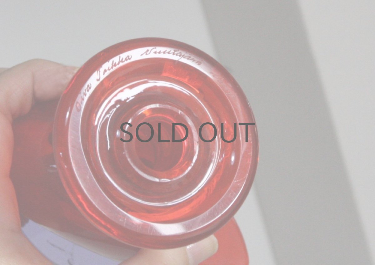 画像6: 北欧アートガラス/ビンテージガラス/Oiva Toikka/オイバ・トイッカ/Nuutajarvi/ヌータヤルヴィ/Sieppo/シエッポスタンド/初期レッド&アメジスト/レアカラー (6)