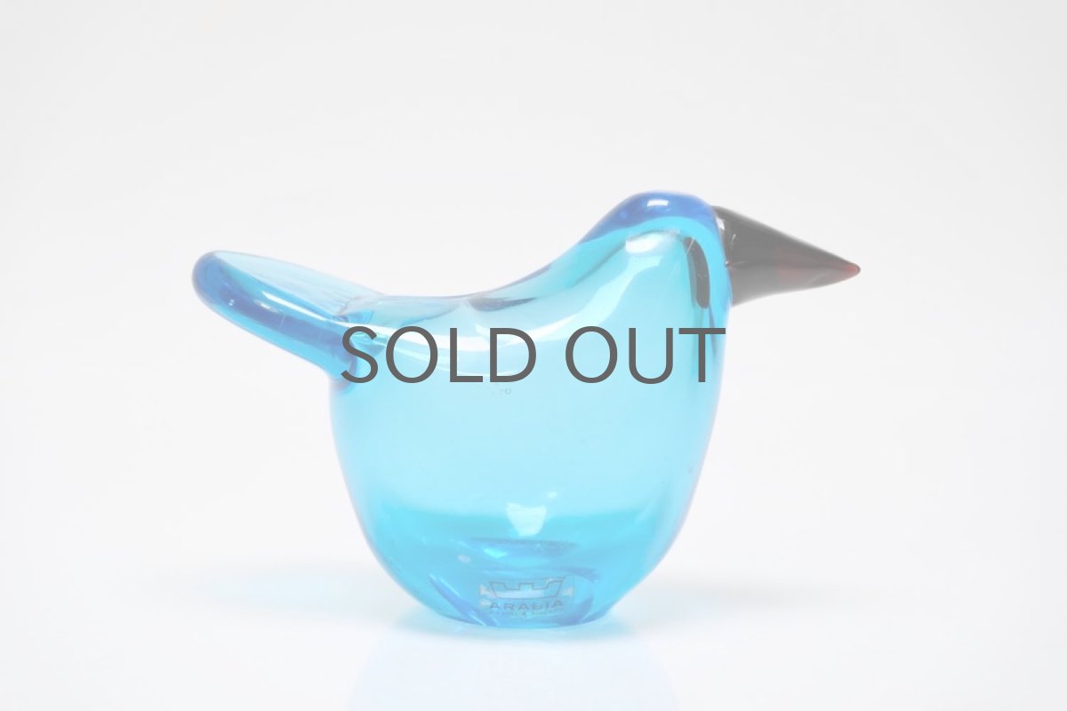 画像2: 北欧アートガラス/ビンテージガラス/Oiva Toikka/オイバ・トイッカ/Nuutajarvi/ヌータヤルヴィ/Sieppo/シエッポ/1972年初期/ライトブルー✕ダークオレンジ (2)