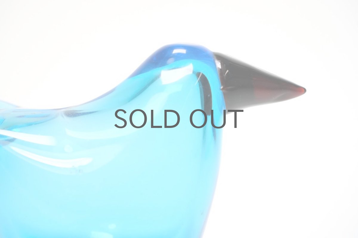 画像3: 北欧アートガラス/ビンテージガラス/Oiva Toikka/オイバ・トイッカ/Nuutajarvi/ヌータヤルヴィ/Sieppo/シエッポ/1972年初期/ライトブルー✕ダークオレンジ (3)