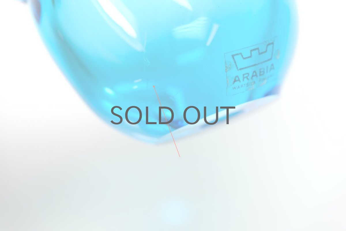 画像6: 北欧アートガラス/ビンテージガラス/Oiva Toikka/オイバ・トイッカ/Nuutajarvi/ヌータヤルヴィ/Sieppo/シエッポ/1972年初期/ライトブルー✕ダークオレンジ (6)