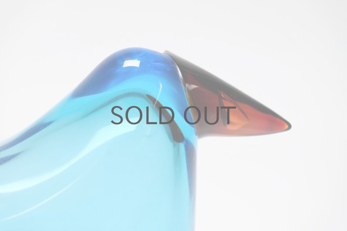 画像3: 北欧アートガラス/ビンテージガラス/Oiva Toikka/オイバ・トイッカ/Nuutajarvi/ヌータヤルヴィ/Sieppo/シエッポ/1972年初期/ライトブルー✕オレンジ (3)