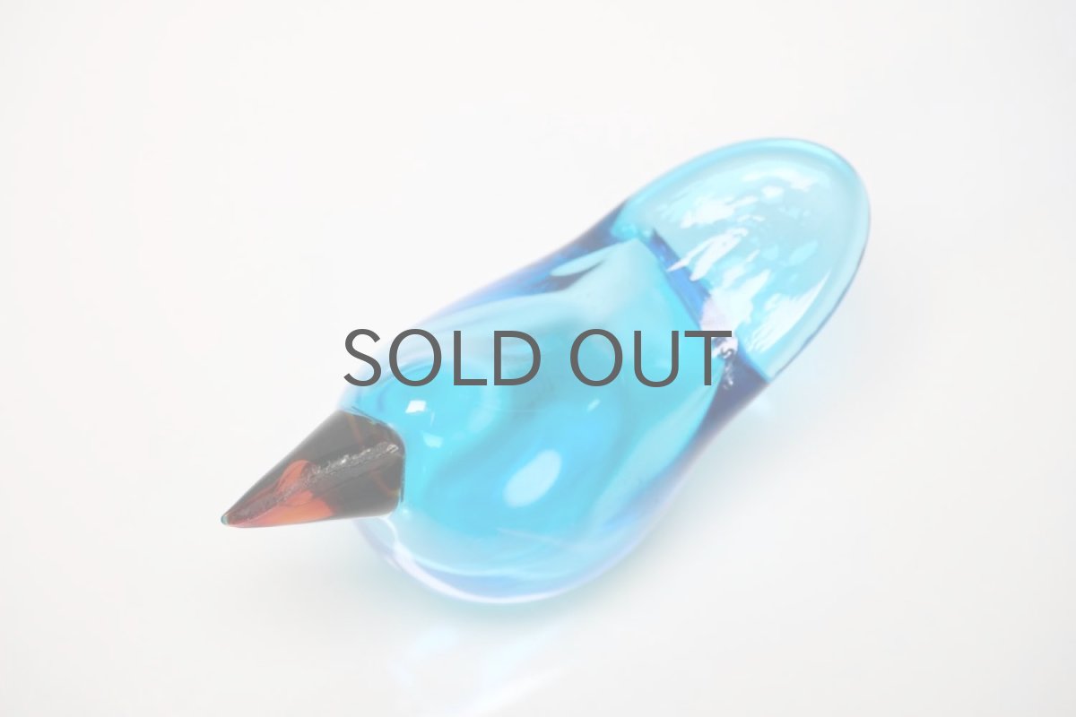 画像4: 北欧アートガラス/ビンテージガラス/Oiva Toikka/オイバ・トイッカ/Nuutajarvi/ヌータヤルヴィ/Sieppo/シエッポ/1972年初期/ライトブルー✕オレンジ (4)