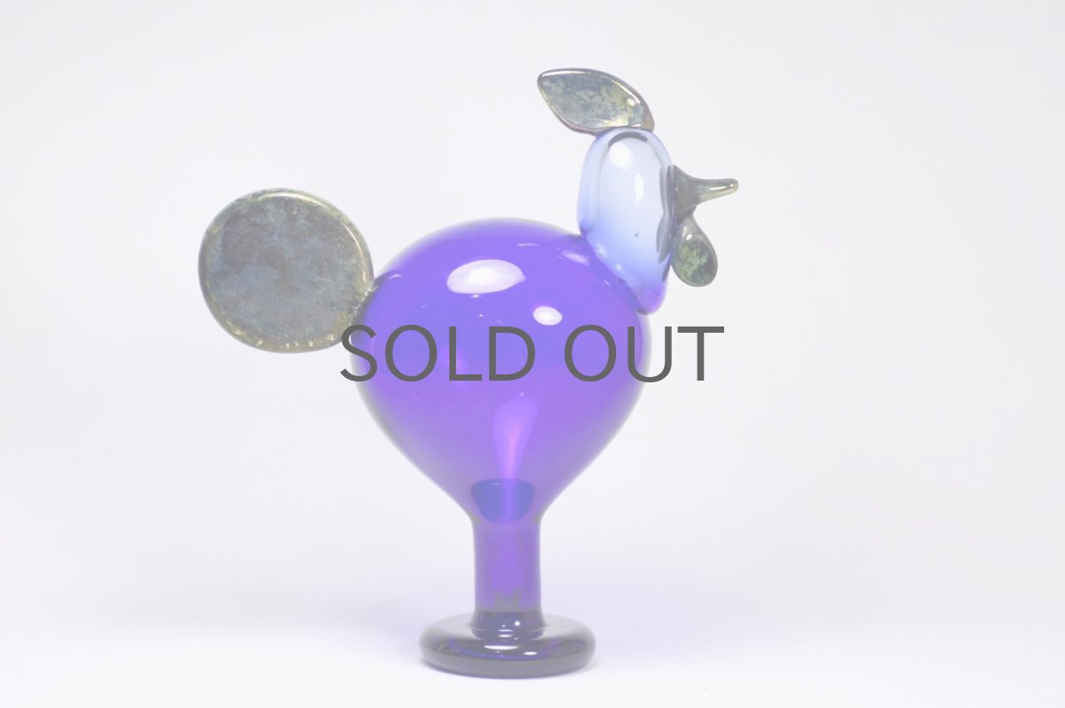 画像2: 北欧アートガラス/ビンテージガラス/Oiva Toikka/オイバ・トイッカ/iittala/イッタラ/Birds/バード/Juhlkukko/Rooster/ユフラクッコ/ルースター/ブルー×ラスタ (2)