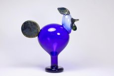 画像2: 北欧アートガラス/ビンテージガラス/Oiva Toikka/オイバ・トイッカ/iittala/イッタラ/Birds/バード/Juhlkukko/Rooster/ユフラクッコ/ルースター/ブルー×ラスタ (2)