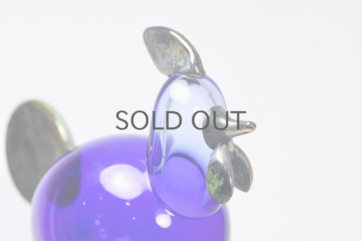 画像6: 北欧アートガラス/ビンテージガラス/Oiva Toikka/オイバ・トイッカ/iittala/イッタラ/Birds/バード/Juhlkukko/Rooster/ユフラクッコ/ルースター/ブルー×ラスタ (6)