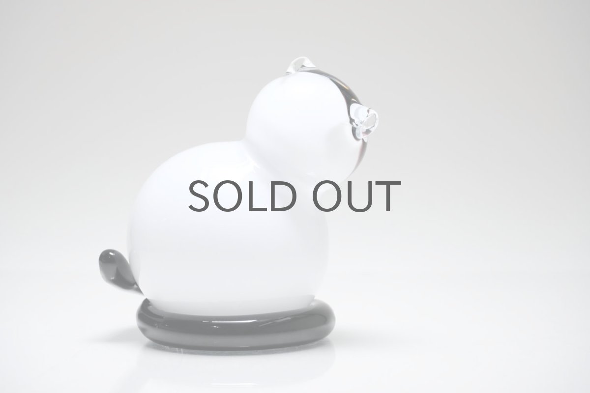 画像3: 北欧アートガラス/ビンテージガラス/Inkeri Toikka/インケリ・トイッカ/Kissa/ネコ/ホワイト＆ボルドー (3)