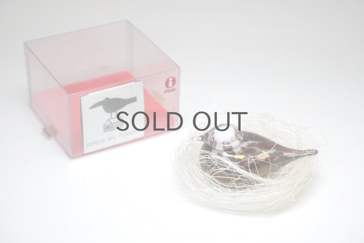 画像7: 北欧アートガラス/iittala/イッタラバード/Oiva Toikka/オイバトイッカ/Small GoldCrest/スモールゴールドクレスト/巣付き/ベージュ＆ラスタ斑点/No.1 (7)