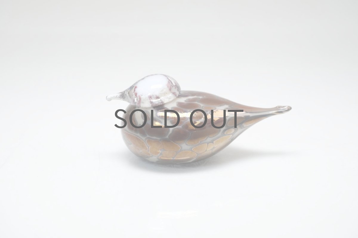 画像1: 北欧アートガラス/iittala/イッタラバード/Oiva Toikka/オイバトイッカ/Small GoldCrest/スモールゴールドクレスト/巣付き/ベージュ＆ラスタ斑点/No.1 (1)