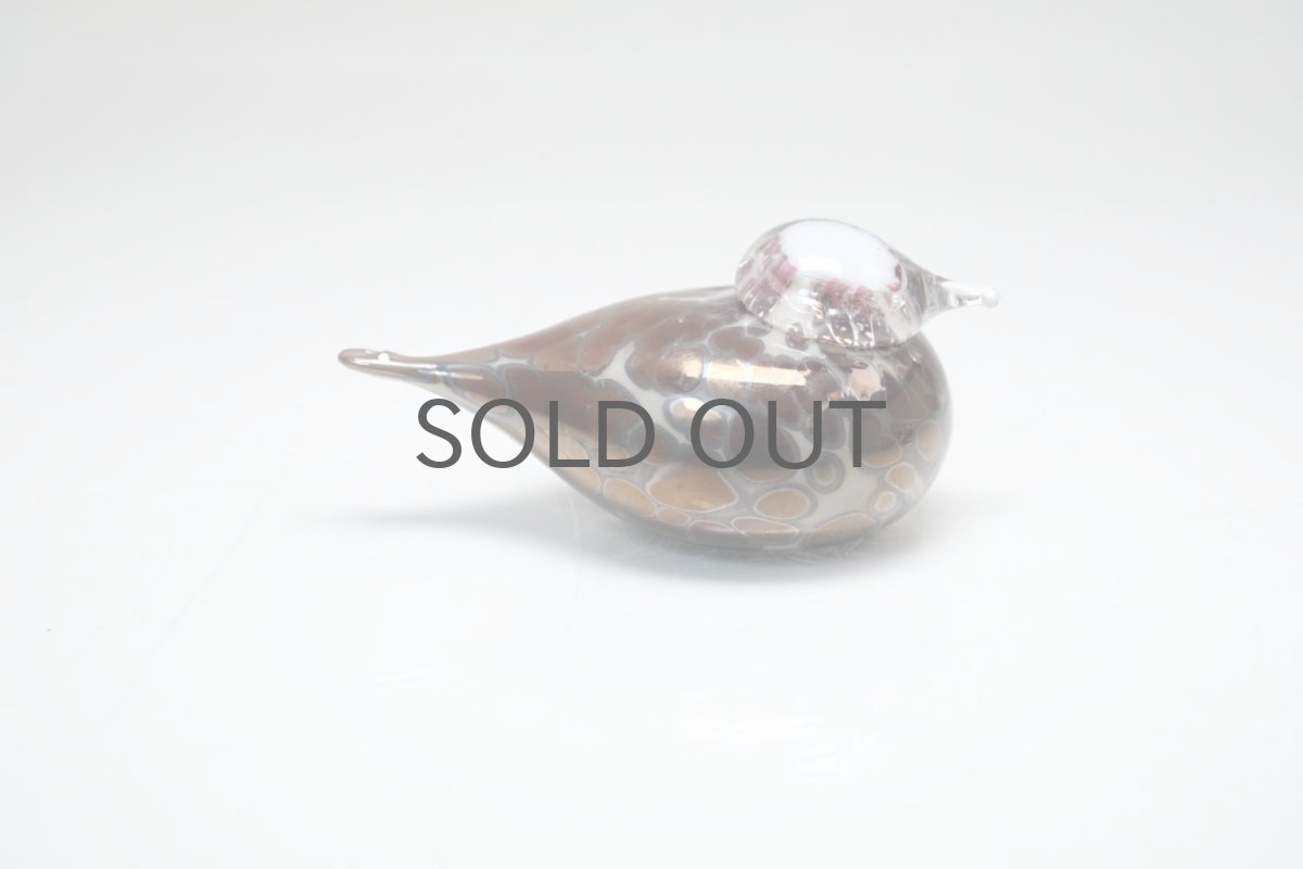 画像2: 北欧アートガラス/iittala/イッタラバード/Oiva Toikka/オイバトイッカ/Small GoldCrest/スモールゴールドクレスト/巣付き/ベージュ＆ラスタ斑点/No.1 (2)