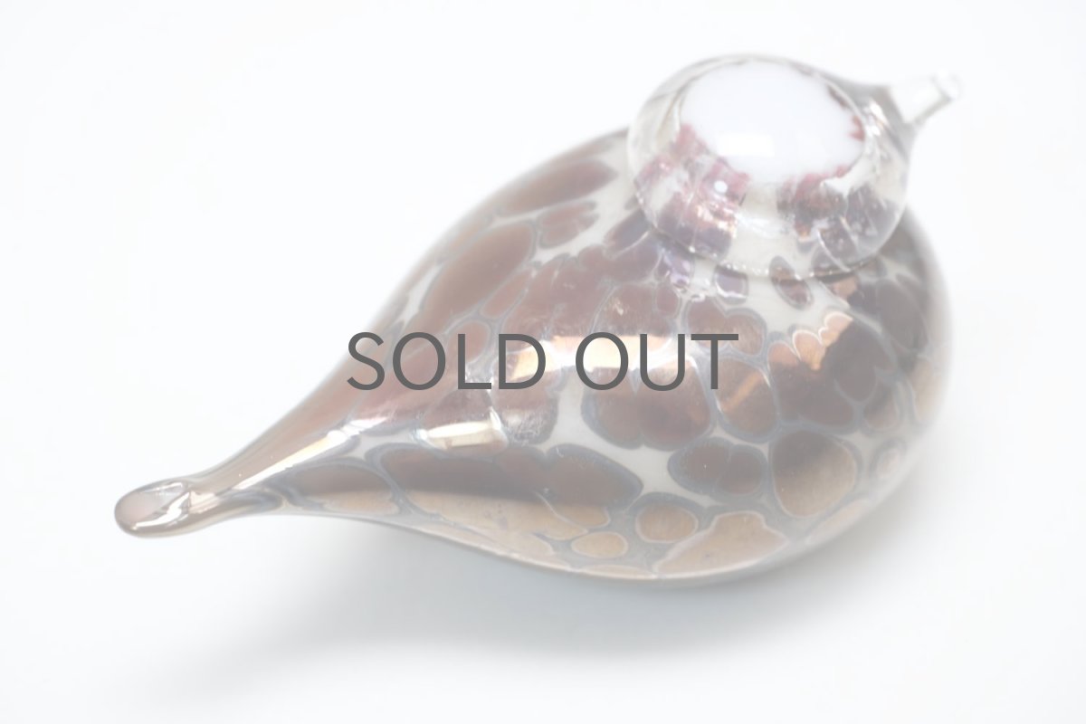 画像3: 北欧アートガラス/iittala/イッタラバード/Oiva Toikka/オイバトイッカ/Small GoldCrest/スモールゴールドクレスト/巣付き/ベージュ＆ラスタ斑点/No.1 (3)