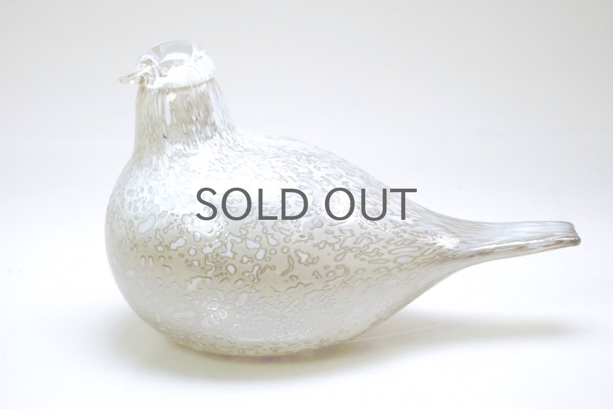 画像1: 北欧アートガラス/iittala/イッタラバード/Oiva Toikka/オイバトイッカ/ホワイト&アイスグレー斑バード/Pikkuriekko/Small Willow Grouse (1)