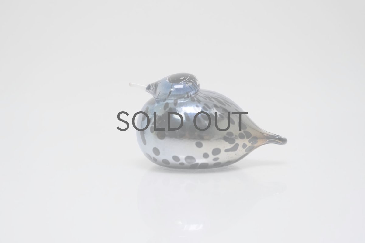 画像1: 北欧アートガラス/Oiva Toikka/オイバトイッカ/Small GoldCrest/2004/スモールゴールドクレスト/ブラック&シルバーラスター斑点/Lサイズ/No.1 (1)