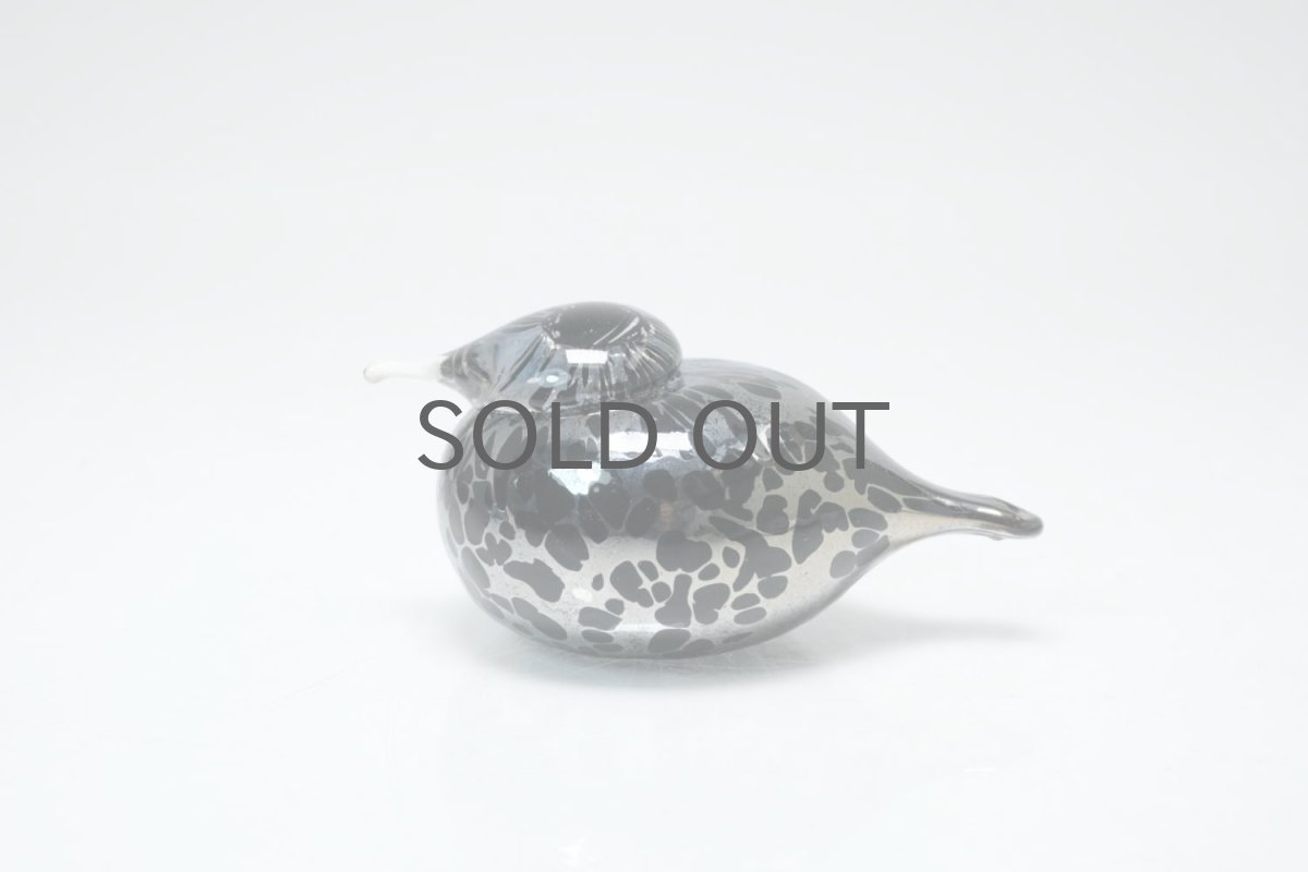 画像1: 北欧アートガラス/iittala/イッタラバード/Oiva Toikka/オイバトイッカ/Small GoldCrest/2004/スモールゴールドクレスト/ブラック&シルバーラスター斑点/No.2 (1)