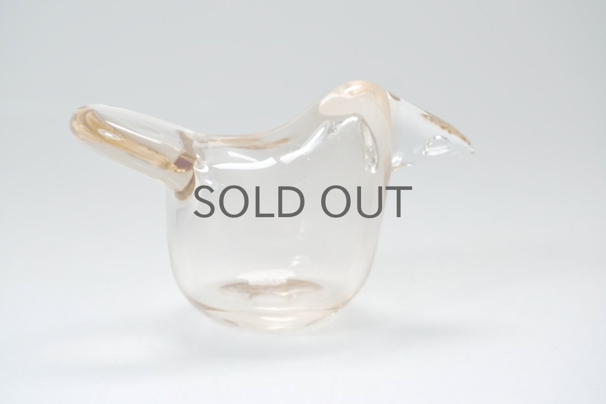 画像4: 北欧アートガラス/ビンテージガラス/Oiva Toikka/オイバ・トイッカ/Nuutajarvi/ヌータヤルヴィ/Sieppo/シエッポ/1972年初期/クリアライトペールオレンジ✕クリア (4)