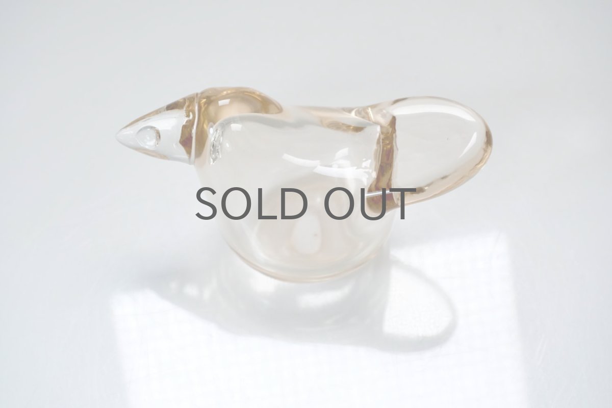 画像3: 北欧アートガラス/ビンテージガラス/Oiva Toikka/オイバ・トイッカ/Nuutajarvi/ヌータヤルヴィ/Sieppo/シエッポ/1972年初期/クリアライトペールオレンジ✕クリア (3)