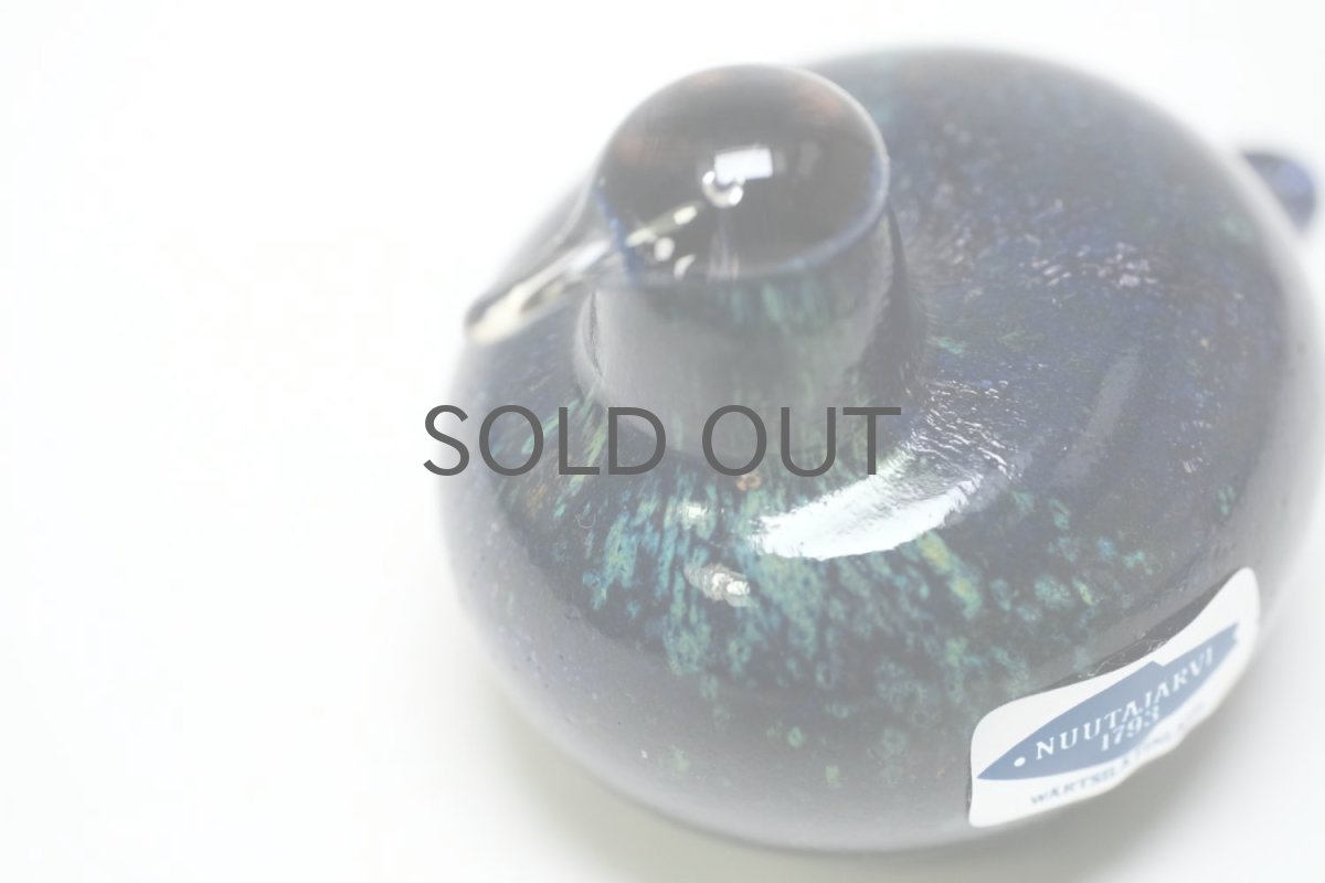 画像3: 北欧アートガラス/iittala/イッタラバード/Oiva Toikka/オイバトイッカ/Golden-Crested Kinglet/ヒッピアイネン/ダークブルー&翡翠 (3)